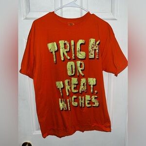 Orange Graphic Tee with Halloween Text